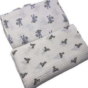 Aden Anais Baby Swaddle Blankets Muslin Green Birds Purple Monkeys Cotton Light